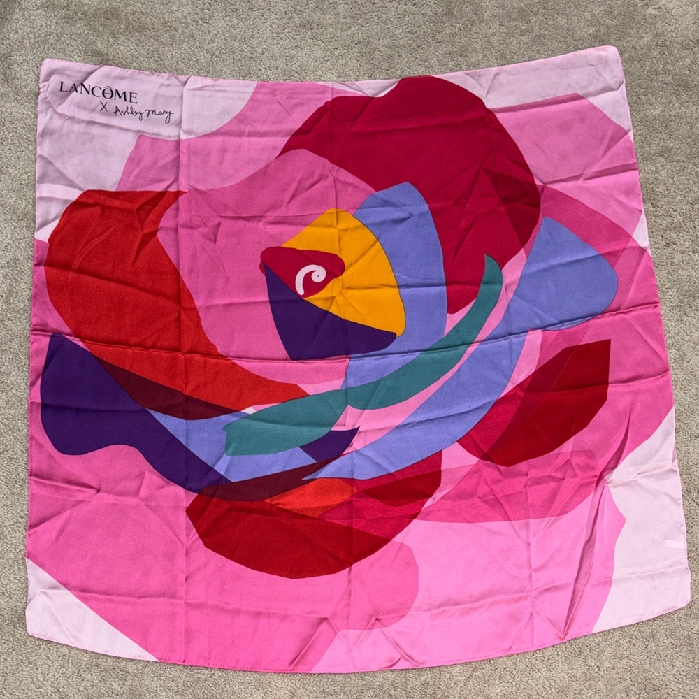 Lancome x Ashley Mary Pink and Red Scarf
